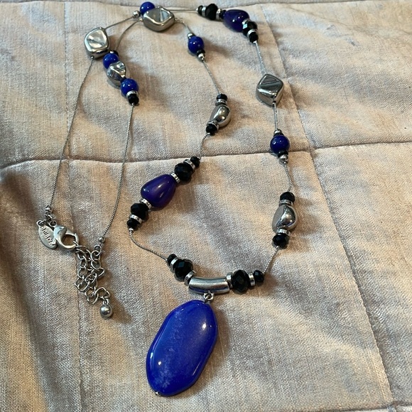 Chico’s Lapis Lazuli Station Necklace - Picture 1 of 8